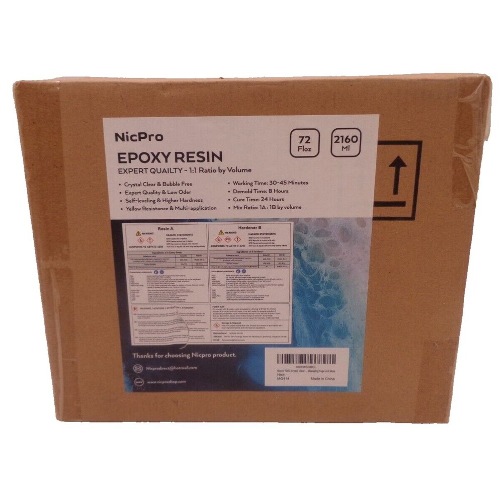 NicPro Epoxy Resin 72 Oz. Crafting Starter Kit W/Mica Powder, Gold Flakes & More